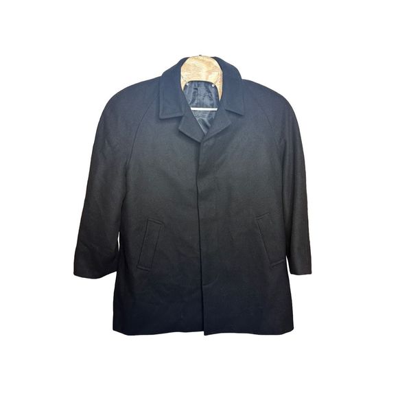 Cianni Cellini Harvard Black Wool Blend‎ Concealed Button Peacoat Size 48R Men's - Picture 1 of 11